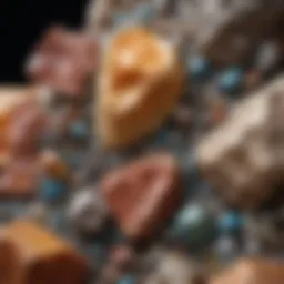 Close-up of intricate mineral formations showcasing their unique textures and colors