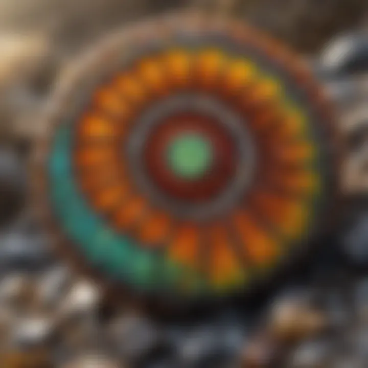 A side-by-side comparison of ammonite and ammolite in a natural setting