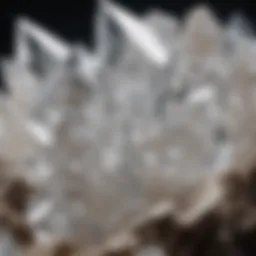 Close-up view of a crystal quartz cluster showcasing its clarity and natural facets