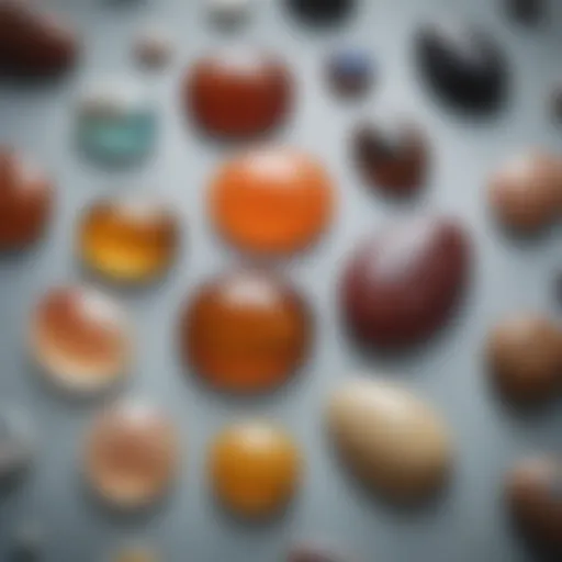 Close-up view of various types of adhesives suitable for cabochon work
