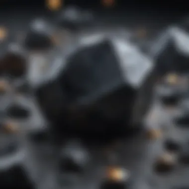 The Shimmering Beauty of Black Rock Close-up view of black rock showcasing shimmering minerals