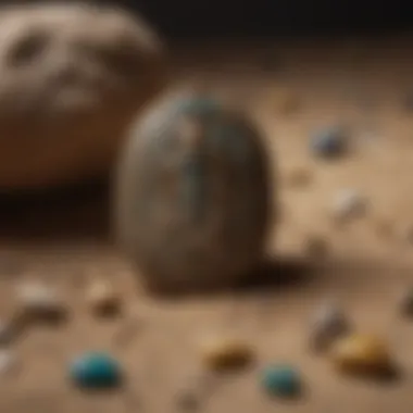 Amulets in Burial Context Representation of a burial artifact featuring amulets, highlighting their role in afterlife beliefs.