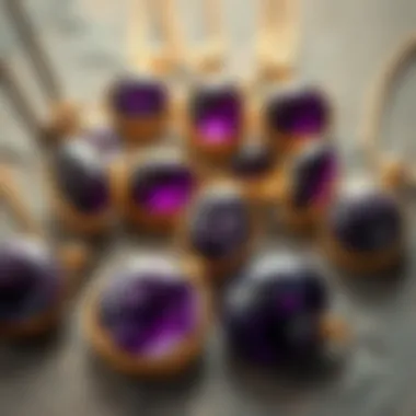 Diverse Designs of Charoite Pendants An artistic display of charoite pendants in various designs and settings.