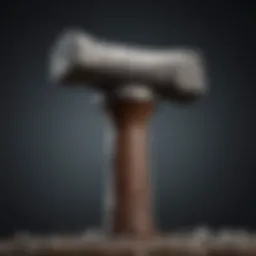 Detailed view of a picking hammer showcasing its unique head and handle design