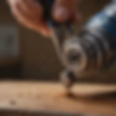 Close-up of a Dremel tool in action on wood