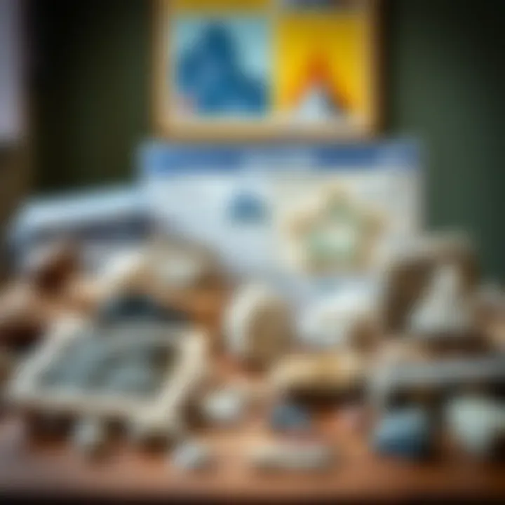 Diverse Rock Kits Collection A collection of various rock kits displayed on a wooden table