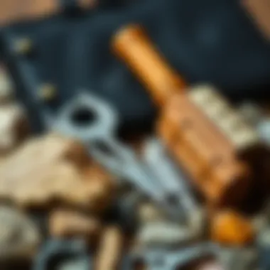 Essential Tools for Rock Collecting Close-up of essential tools included in a rock kit