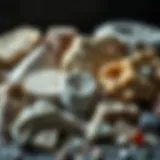 Detailed view of various casting materials