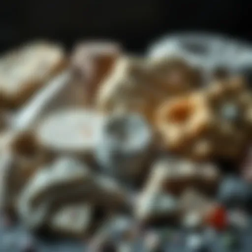 Detailed view of various casting materials