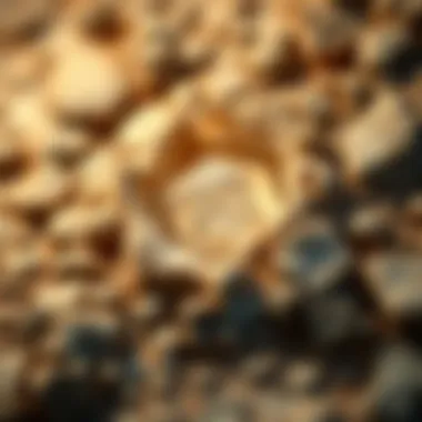 Close-up view of a crystal embedded in a rock formation