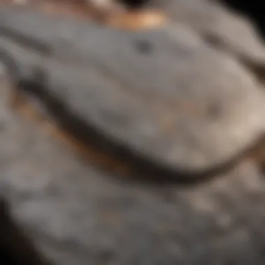 Close-up of a rock slab after being cut by a saw