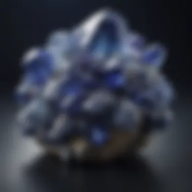 Iolite crystal cluster reflecting light, revealing its pleochroism and rich blue tones