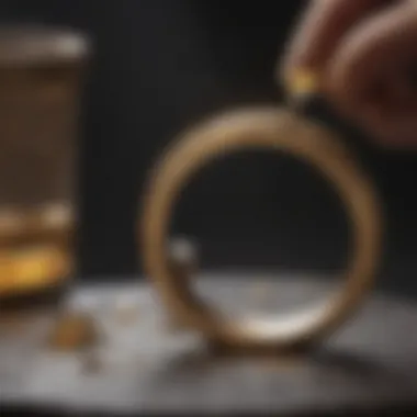 Testing a gold ring with a chemical solution