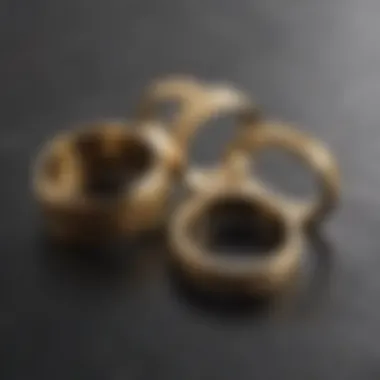 Comparison of Genuine and Imitation Gold Rings Various gold rings displayed for comparison