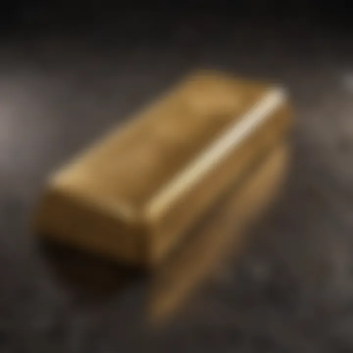 Close-up of a gold bar with a shiny surface