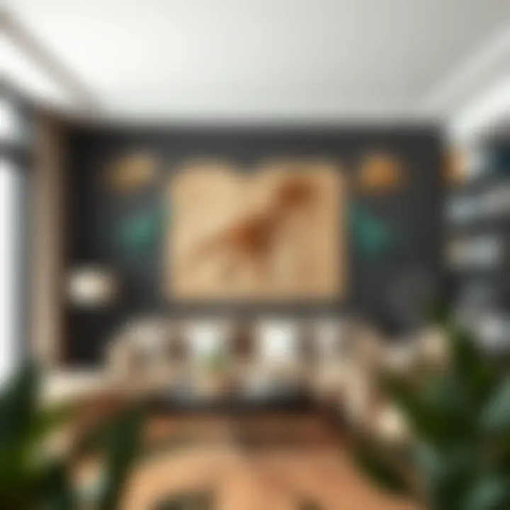 A cozy living room decorated with dinosaur fossil motifs.