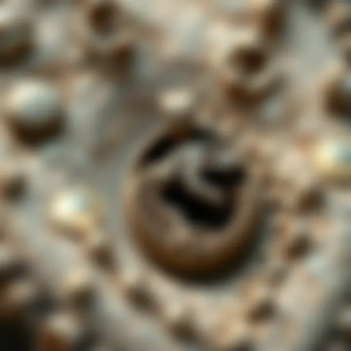 Intricate Details of a Dinosaur Fossil Necklace Close-up of a dinosaur fossil necklace showcasing intricate details