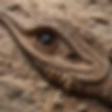 A close-up view of a dinosaur fossil rug highlighting texture and detail