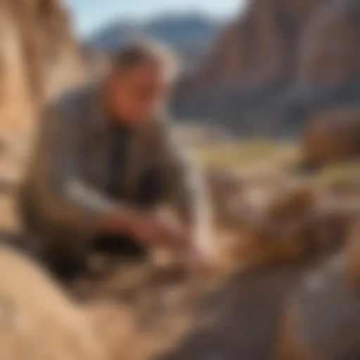 Dr. Steve Hunter analyzing a fossil at a dig site