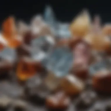 A selection of polished and raw crystals on display