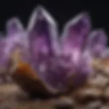 A mesmerizing display of large amethyst crystals reflecting light