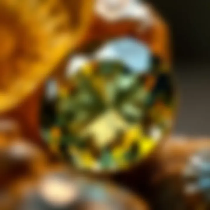 Close-up of a unique gemstone highlighting its intricate patterns and colors.