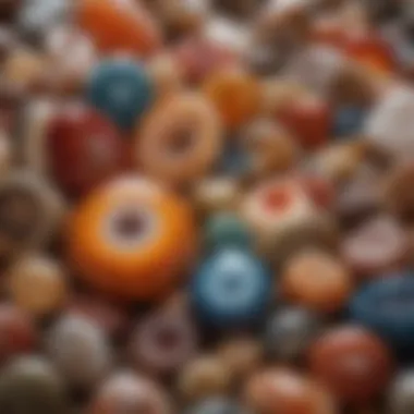 Artistic Display of Polished Agate Stones A collection of polished agate stones arranged artistically to showcase their beauty.