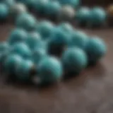 Close-up of authentic turquoise beads showcasing their unique hues and textures