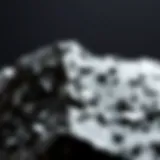 Close-up of black and white mineral polished specimen