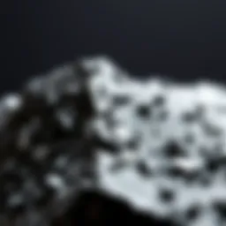 Close-up of black and white mineral polished specimen