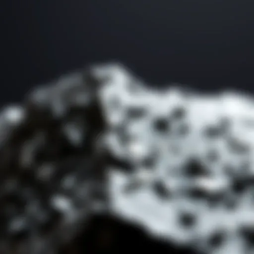 Close-up of black and white mineral polished specimen