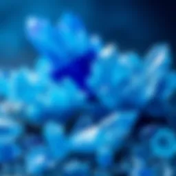 A stunning arrangement of various blue crystals showcasing their intricate formations