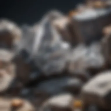 Close-up view of quartz crystals embedded in granite.