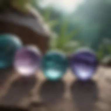 Holistic Use of Fluorite Crystal Balls A serene setting featuring fluorite crystal balls used in a holistic therapy practice