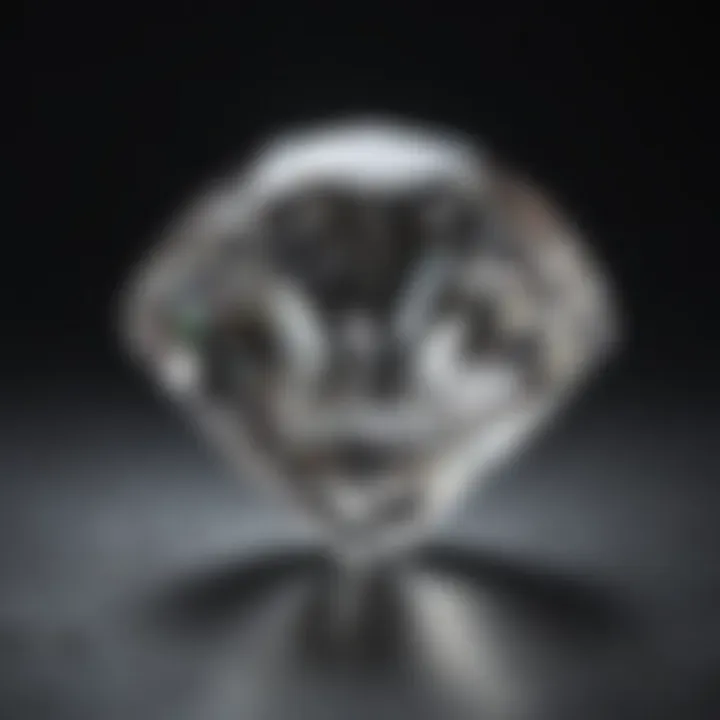 Detailed examination of a sparkling diamond held under light