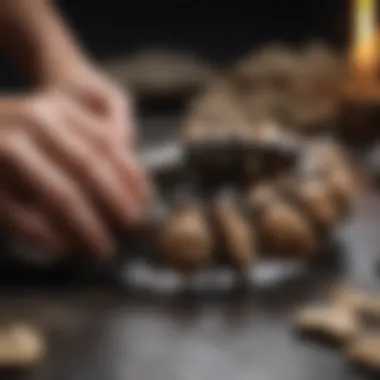 Artisan crafting a fossil bracelet with meticulous attention