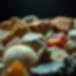 An array of geological specimens showcasing diverse rock types