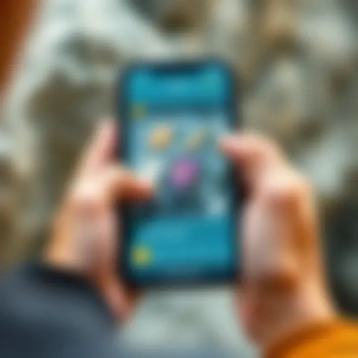 Close-up view of a user interacting with a geology identification app on a smartphone