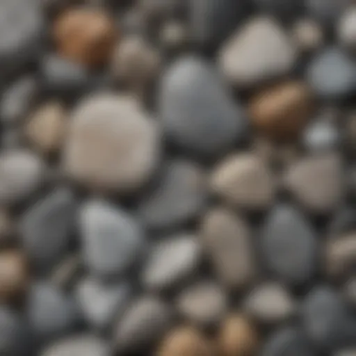 Different types of gray rocks showcasing mineral composition