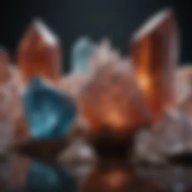 Artistic Display of Unique Large Crystals An artistic display of large natural crystals with unique shapes and textures.
