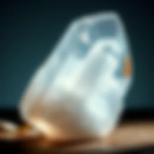 Translucent Beauty of Large Selenite Crystal A stunning large selenite crystal showcasing its translucent beauty and natural formations.