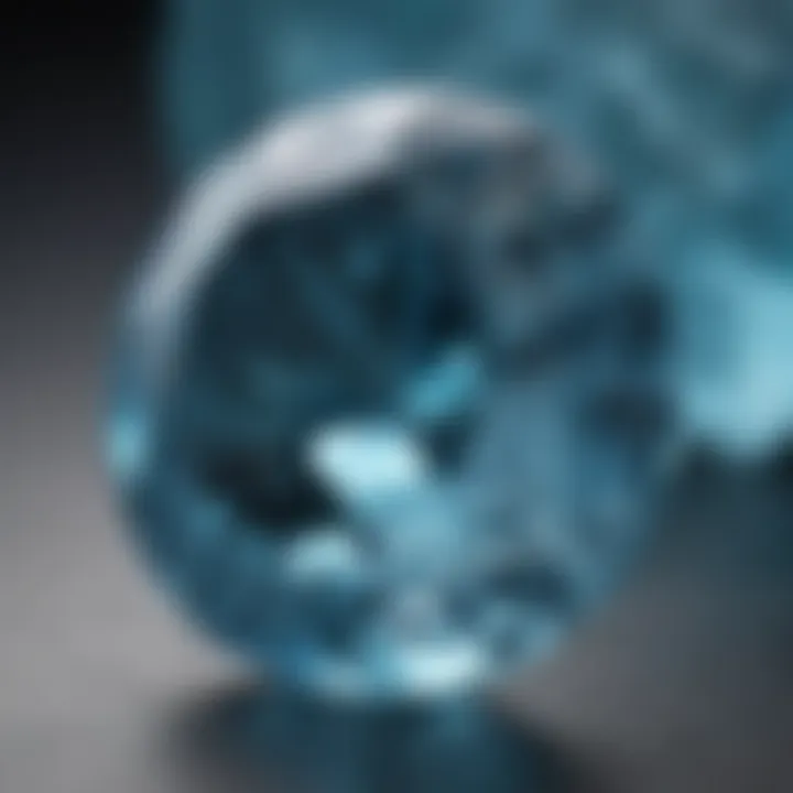 Close-up of a stunning light blue gemstone