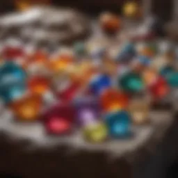 Vibrant assortment of colorful gems displayed at a local market