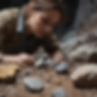 Geologists examining magnetic rocks in the field, highlighting their importance in research