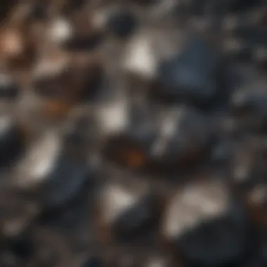 Close-up view of a meteorite metal surface showcasing its intricate textures and patterns