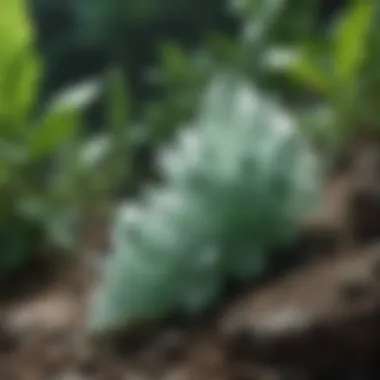 Mint Green Crystals in Natural Habitat Mint green crystals displayed in a natural setting, emphasizing their earthy origins