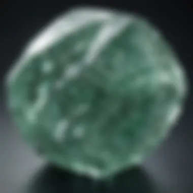 Close-up of a polished mint green crystal highlighting its vibrant color and shine