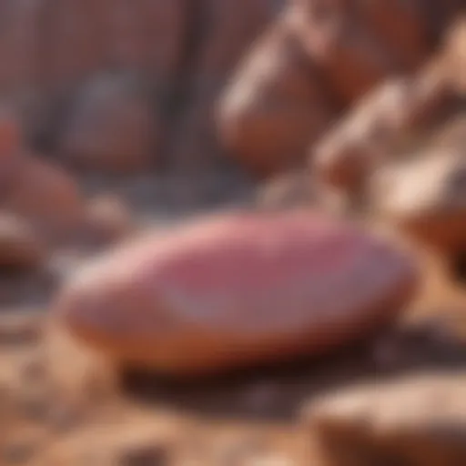 Glistening pink rock formations under sunlight
