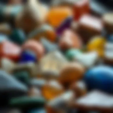 Variety of polished gemstones displayed to highlight the results of rock tumbling