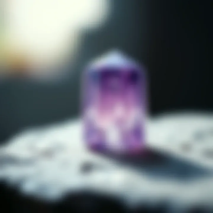 Elegant Purple Amethyst A close-up view of purple amethyst highlighting its natural beauty and clarity